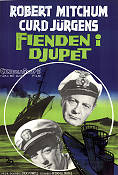 Fienden i djupet 1957 poster Robert Mitchum Curd Jürgens Dick Powell Skepp och båtar Krig