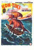 Filmen om Kon-Tiki 1950 poster Herman Watzinger Erik Hesselberg Thor Heyerdahl Norge Dokumentärer Skepp och båtar