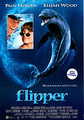 Flipper 1996 poster Elijah Wood Paul Hogan Jonathan Banks Alan Shapiro Fiskar och hajar Från TV