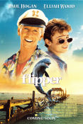 Flipper 1996 poster Elijah Wood Paul Hogan Jonathan Banks Alan Shapiro Fiskar och hajar Från TV