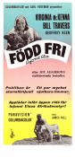 Född fri lejonet Elsa 1966 poster Virginia McKenna Bill Travers James Hill Text: Joy Adamson Katter