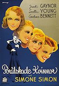 Förälskade kvinnor 1936 poster Janet Gaynor Loretta Young Constance Bennett Simone Simon Eric Rohman art