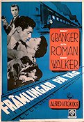 Främlingar på tåg 1944 poster Farley Granger Ruth Roman Alfred Hitchcock Tåg