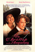 Fyra bröllop och en begravning 1993 poster Hugh Grant Andie MacDowell James Fleet Mike Newell Romantik