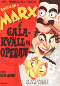 Galakväll på operan 1935 poster The Marx Brothers Bröderna Marx Groucho Marx Chico Marx Harpo Marx Sam Wood Musikaler Affischkonstnär: Walter Bjorne Rökning