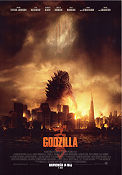 Godzilla 2014 poster Aaron Taylor-Johnson Elizabeth Olsen Bryan Cranston Gareth Edwards Dinosaurier och drakar