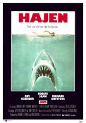 Hajen 1975 poster Roy Scheider Richard Dreyfuss Robert Shaw Steven Spielberg Fiskar och hajar