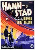 Hamnstad 1948 poster Nine-Christine Jönsson Bengt Eklund Mimi Nelson Ingmar Bergman Eric Rohman art Skepp och båtar