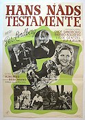 Hans nåds testamente 1940 poster Olof Sandborg Barbro Kollberg Hjördis Petterson Ludde Gentzel Per Lindberg