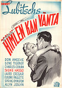 Himlen kan vänta 1943 poster Don Ameche Gene Tierney Signe Hasso Ernst Lubitsch Romantik