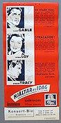 Hjältar av idag 1938 poster Clark Gable Myrna Loy Spencer Tracy Victor Fleming