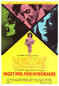 Inget spel för nybörjare 1972 poster Elizabeth Taylor Michael Caine Susannah York Brian G Hutton