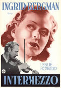 Intermezzo 1939 poster Ingrid Bergman Leslie Howard Edna Best Gregory Ratoff Instrument Eric Rohman art Romantik