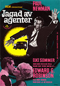 Jagad av agenter 1963 poster Paul Newman Elke Sommer Edward G Robinson Mark Robson Affischkonstnär: Anders Gullberg Agenter