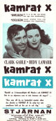 Kamrat X 1940 poster Clark Gable Hedy Lamarr Oskar Homolka King Vidor