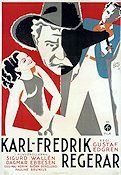 Karl-Fredrik regerar 1934 poster Sigurd Wallén Dagmar Ebbesen Gull-Maj Norin Affischkonstnär: Birger Lundqvist Art Deco Politik