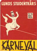 Karneval Lunds studentkår 1954 affisch Hitta mer: Lundakarnevalen Hitta mer: Skåne Affischkonstnär: Alfred Lutter