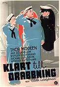 Klart till drabbning 1937 poster Thor Modéen Åke Söderblom Weyler Hildebrand Sickan Carlsson Edvin Adolphson Skepp och båtar Eric Rohman art