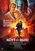 Kött och blod 1985 poster Rutger Hauer Jennifer Jason Leigh Paul Verhoeven Svärd och sandal