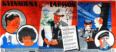 Kvinnorna kring Larsson 1934 poster Edvard Persson Gideon Wahlberg Katie Rolfsen Schamyl Bauman Eric Rohman art