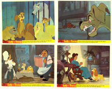 Lady and the Tramp 1955 lobbykort Barbara Luddy Clyde Geronimi Animerat Mat och dryck