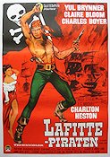 Lafitte piraten 1958 poster Yul Brynner Charlton Heston Äventyr matinée
