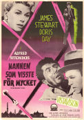 Mannen som visste för mycket 1956 poster James Stewart Doris Day Brenda de Banzie Alfred Hitchcock