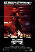 Maximum Overdrive 1986 poster Emilio Estevez Laura Harrington Stephen King Musik: ACDC Bilar och racing