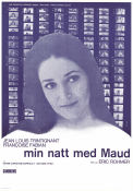 Min natt med Maude 1969 poster Jean-Louis Trintignant Francoise Fabian Marie-Christine Barrault Eric Rohmer