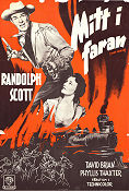 Mitt i faran 1951 poster Randolph Scott Phyllis Thaxter David Brian Edwin L Marin Tåg