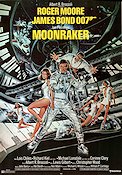 Moonraker 1979 poster Roger Moore Richard Kiel Lois Chiles Michael Lonsdale Lewis Gilbert Rymdskepp
