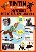 Mysteriet med de blå apelsinerna 1964 poster Jean Bouise Jean-Pierre Talbot Tintin Philippe Condroyer Affischkonstnär: Hergé