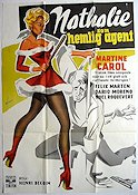 Nathalie som hemlig agent 1960 poster Martine Carol Affischkonstnär: Walter Bjorne Agenter Damer