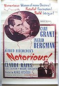 Notorious 1946 poster Ingrid Bergman Cary Grant Claude Rains Alfred Hitchcock