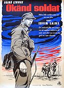Okänd soldat 1955 poster Kosti Klemelä Heikki Savolainen Edvin Laine Text: Väinö Linna Krig Finland