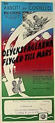 Olycksfåglarna flyger till mars 1953 poster Abbott and Costello Rymdskepp