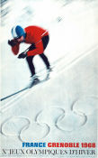 Olympic Games Grenoble 1968 affisch Olympiader Vintersport Affischen från: France