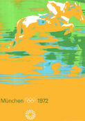 Olympic Games München Horses 1972 affisch Olympiader Hästar Sport Affischen från: Germany