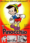 Pinocchio 1940 poster Norman Ferguson Text: Carlo Collodi Affischkonstnär: Walter Bjorne Animerat