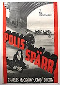 Polisspärr 1952 poster Joan Dixon Broar Film Noir Poliser