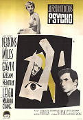 Psycho 1960 poster Anthony Perkins Janet Leigh Vera Miles Alfred Hitchcock Text: Robert Bloch Affischkonstnär: Gösta Åberg