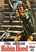 Robin Hood 1938 poster Errol Flynn Olivia de Havilland Basil Rathbone Claude Rains Michael Curtiz Affischkonstnär: Walter Bjorne Äventyr matinée