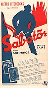Sabotör 1942 poster Robert Cummings Alfred Hitchcock