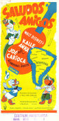 Saludos Amigos 1942 poster Fred Shields Kalle Anka Donald Duck José Carioca Hamilton Luske