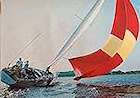 Segelbåt med spinnaker 1978 affisch Skepp och båtar