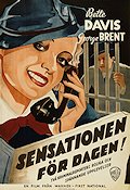 Sensationen för dagen 1935 poster Bette Davis George Brent Tidningar