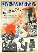 Styrman Karlssons flammor 1938 poster Anders Henrikson Nanna Stenersen Skepp och båtar Eric Rohman art