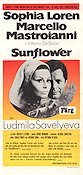 Sunflower 1970 poster Sophia Loren Marcello Mastroianni Lyudmila Saveleva Vittorio De Sica
