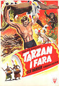 Tarzan i fara 1951 poster Lex Barker Hitta mer: Tarzan Text: Edgar Rice Burroughs Affischkonstnär: Walter Bjorne