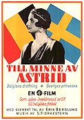 Till minne av Astrid 1937 poster Drottning Astrid Erik Berglund Filmen från: Belgium Dokumentärer